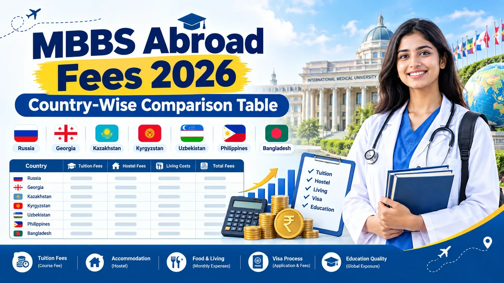 MBBS Abroad Fees 2026 - Country-Wise Comparison Table MBBS Abroad Fees 2026 - Country-Wise Comparison Table