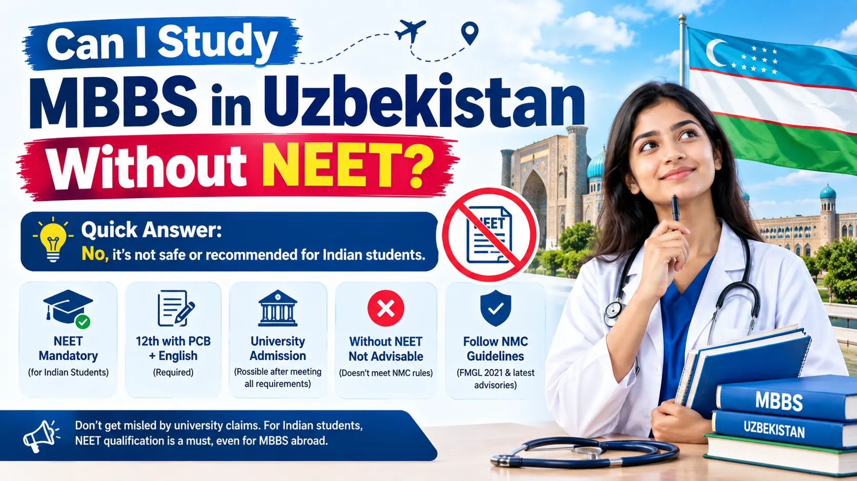 MBBS in Uzbekistan Without NEET: The Honest Answer (2026) MBBS in Uzbekistan Without NEET: The Honest Answer (2026)